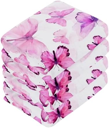 YETTASBIN Butterfly Washcloths 2-Pack Soft Absorbent Cotton Baby Face Towels