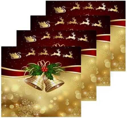 ALAZA Golden Christmas Bells Multipurpose Washcloth Set