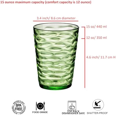 ZAINCA 14-Ounce Acrylic Tumblers Set of 6 Green
