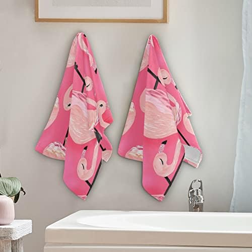 Two-Piece Pink Flamingo Hand Towels for Bathroom More