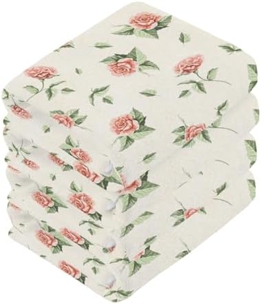 Vintage Rose Beige Four-Piece Washcloth Set