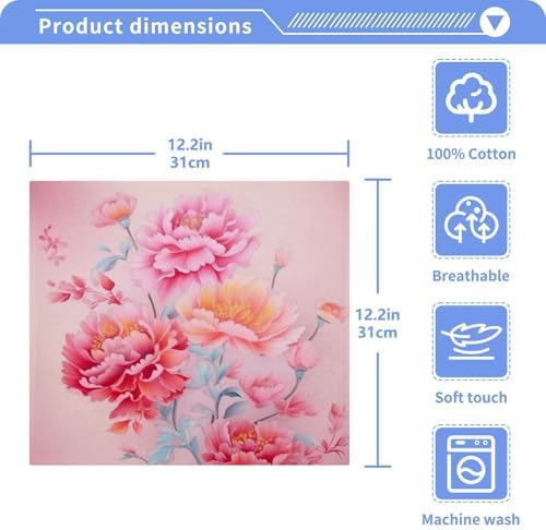 Yettasin Peony Flower Washcloths Soft Absorbent Reusable Baby Face Towels