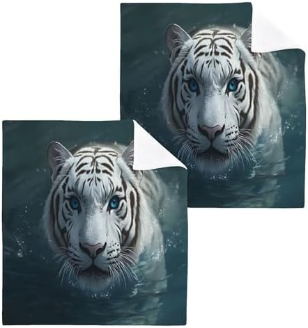 Kigai Ultra Soft White Tiger Washcloth Set