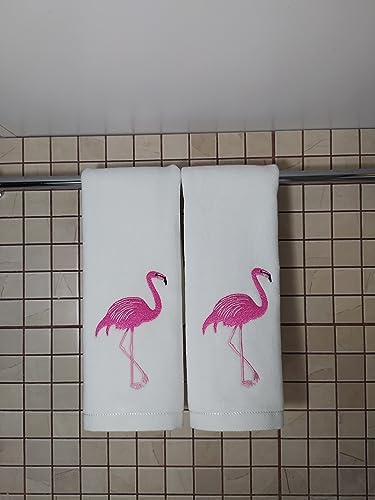 2-Pack Flamingo Cotton Hand Towels White - Perfect for Bathroom Kitchen