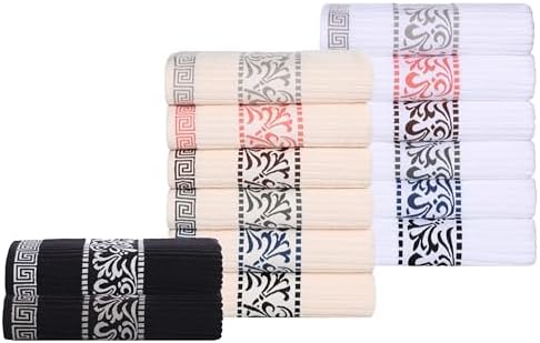 Superior 6-Piece Cotton Towel Set Greek Collection Durable and Soft