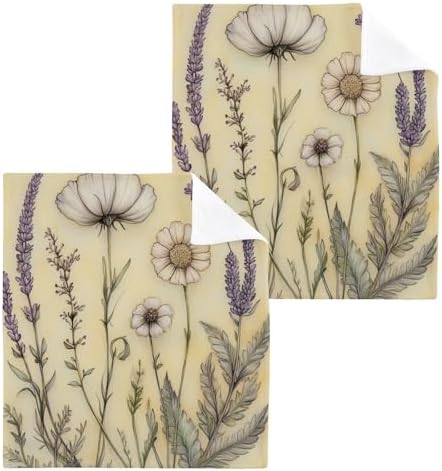 Haskirky 4 Pack Lavender Washcloths - 12x12 Inches Soft Face Towels