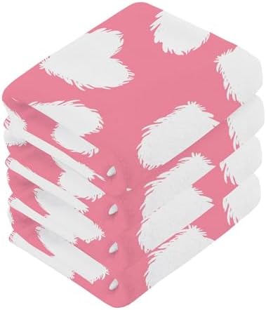 Xigua White Heart Washcloths Set of 2 12x12 Inch