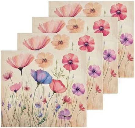 Xigua Watercolor Wildflowers Washcloths Set of 2