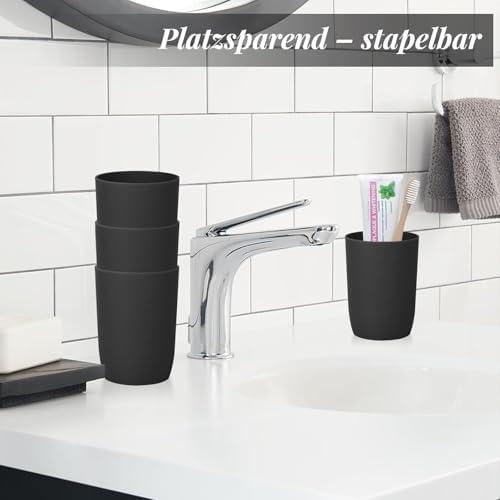 AstraLoom 4-Piece Unbreakable Bathroom Tumblers Toothbrush Organizer