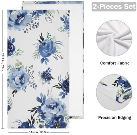 HUAZHIKOU Spring Navy Floral Hand Towels