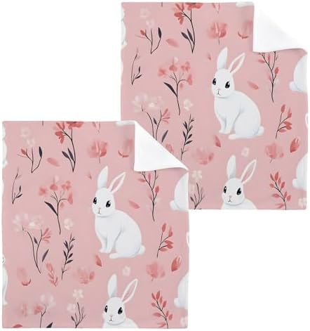 Xigua White Rabbits Washcloth Set - Super Cute Durable Fast-Drying