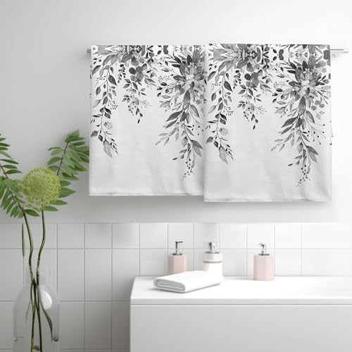 Premium 2-Pack Gray Eucalyptus Bathroom Hand Towels