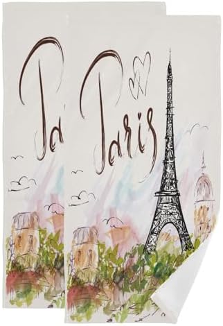 Paris Eiffel Tower Hand Towels for the Bathroom Set of 2