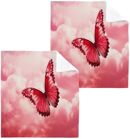 Soft Reusable Pink Butterfly Washcloths