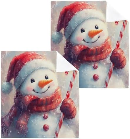 Xigua Cute Snowmen Washcloth Set Glowing-Fast Drying Towels for Hand Face