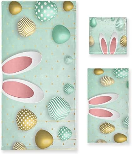 Easter Eggs Bunny Ears Bath Towels Set