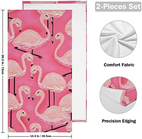 Two-Piece Pink Flamingo Hand Towels for Bathroom More