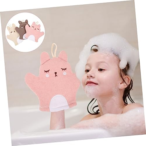 KALLORY Animal Bath Gloves 3pcs Soft Exfoliating Mitts