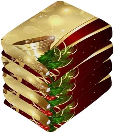 ALAZA Golden Christmas Bells Multipurpose Washcloth Set