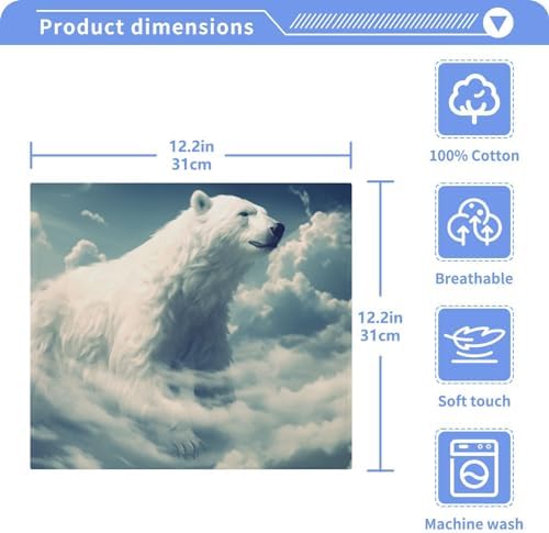 Polar Bear Washcloths Reusable Soft-absorbent Baby Face Towels 2-Pack