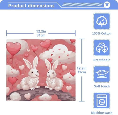 YETTASBIN Bunny Heart Washcloth Set 2-Pack