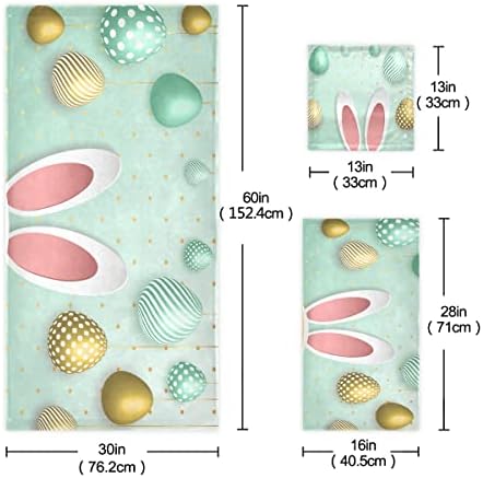 Easter Eggs Bunny Ears Bath Towels Set