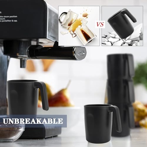 Homienly 6-Piece Reusable Wheat Straw Cups with Handle Black
