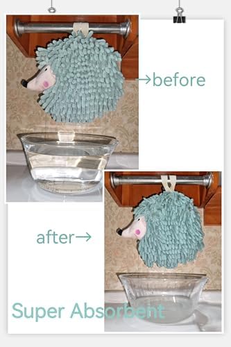 Fuzzy Ball Hand Towels Set of 2 Blue Pink