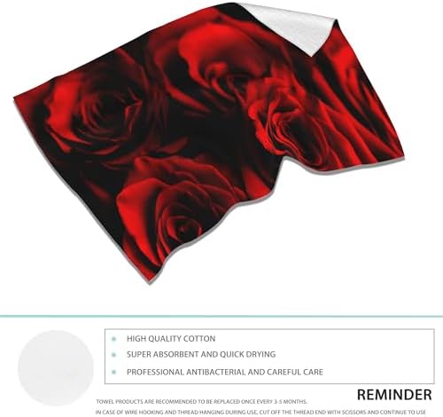ultra-soft rose bath towels luxury polyester cotton elegant abstract red rose design