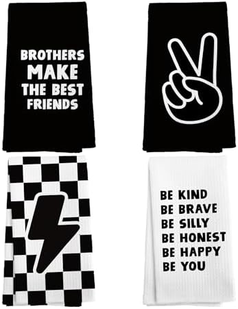 NOQL Black White Checkered Towels Set