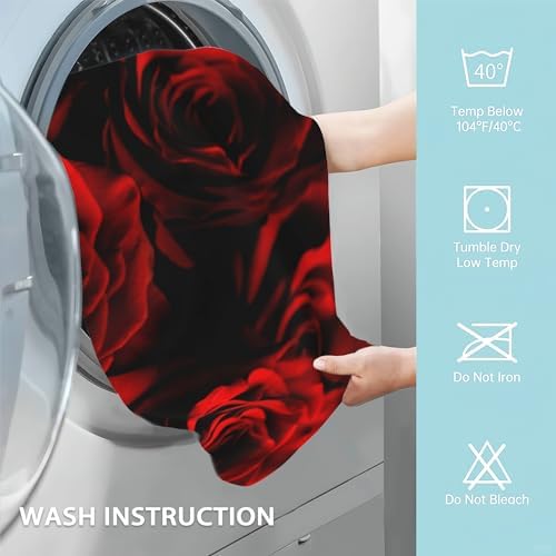 ultra-soft rose bath towels luxury polyester cotton elegant abstract red rose design