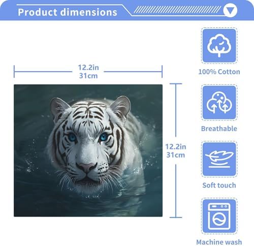 Kigai Ultra Soft White Tiger Washcloth Set
