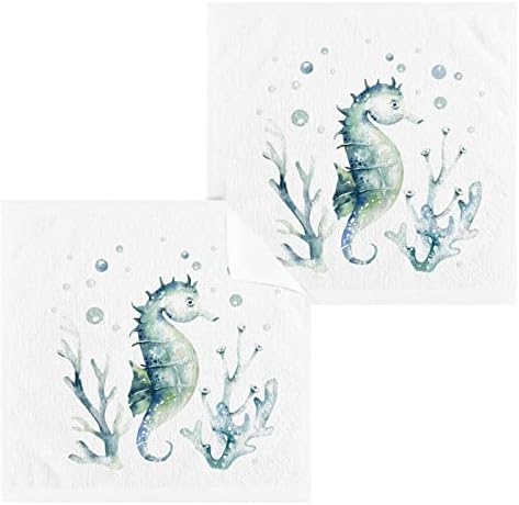 Susiyo Seahorse Cotton Wash Cloths - 12x12 for Face Hand
