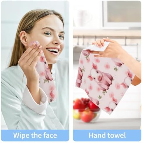 Pink Pig Washcloth 2-Pack Soft Reusable Fingertip Face Towels