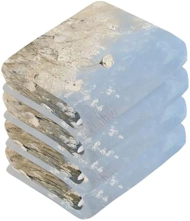 Xigua White Flowers Washcloths Set of 2 12x12 Inch