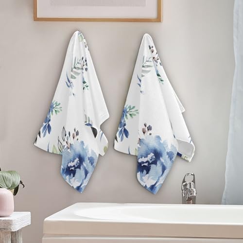 HUAZHIKOU Spring Navy Floral Hand Towels