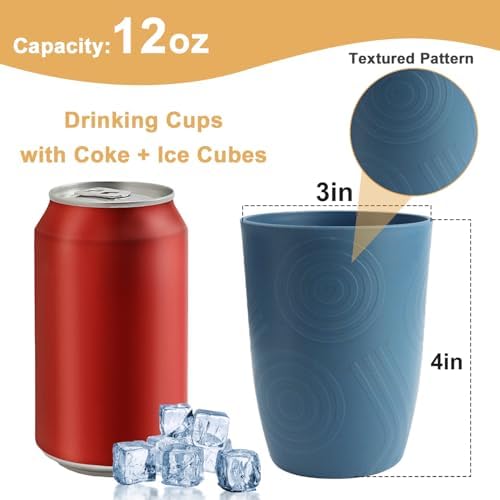 BUSOKIP Premium Wheat Straw Cups Set of 6 Blue