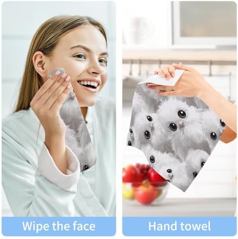 Cute White Chickens Washcloths Soft Cotton Face Towels 12x12 Inches 2 Pack