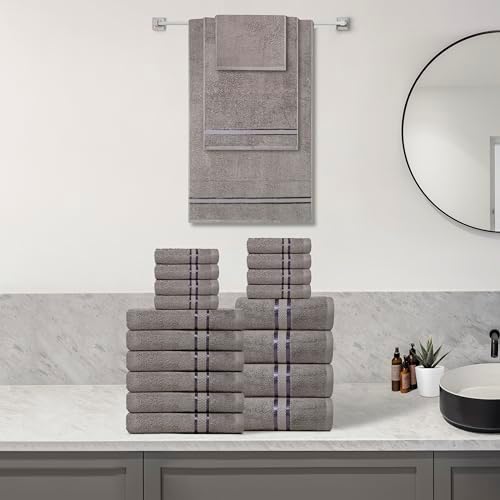 Premium 18-Piece Dark Grey Towel Set for Complete Bath Experience