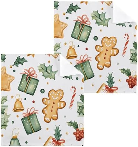 Xigua Cute Christmas Pattern Washcloths Set of 2 12 X 12 Inch