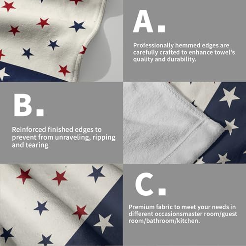 Patriotic Blue Red White Stars Hand Towels for Independence Day