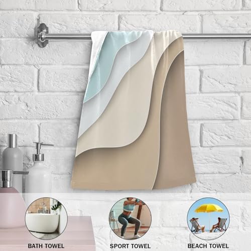 Turquoise Brown Cream Gradient Hand Towels Set of 2