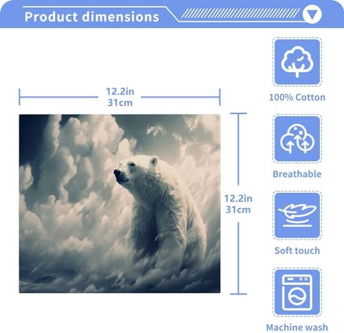 YettAsBin Polar Bear Washcloth Set 2-Piece Soft Reusable 12x12-inch