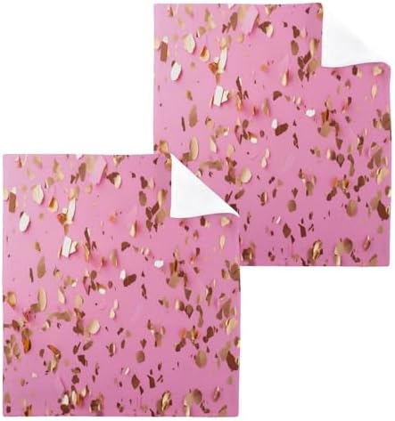 Rose Gold Fireworks Washcloth Set Soft Reusable Absorbent 12x12