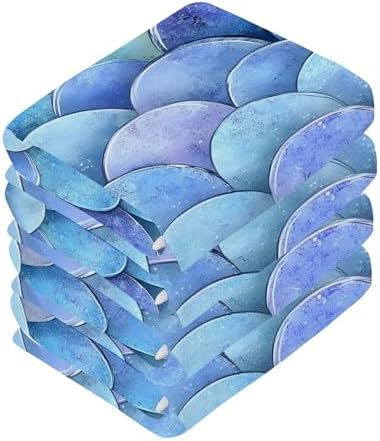 Xigua Mermaid Scales Washcloth Set 125-Inch Absorbent Fingertip Towels 2-Piece