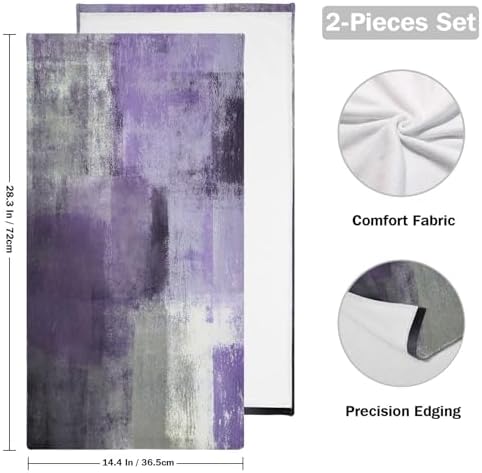Purple Grey Hand Towels for Bathroom 2 Pack