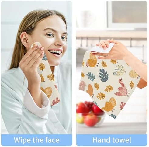 Fast-Drying Machine Washable 12x12 Washcloth Set Cute Turkey Eco-Friendly