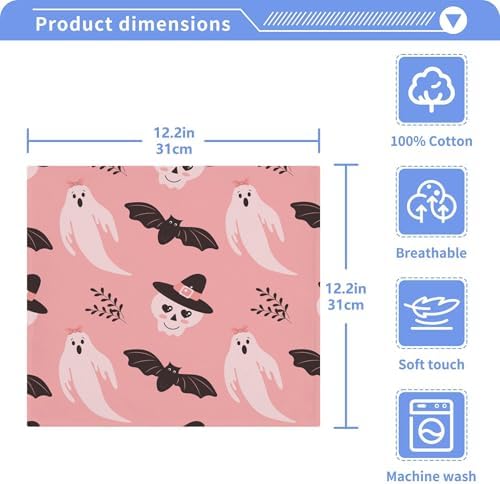 Xigua Halloween Boo Washcloths Set of 2 12x12 Inch