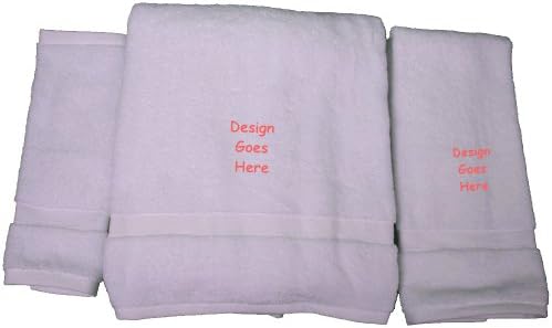 Bath Towel Set with Embroidered Cat Snowman Design