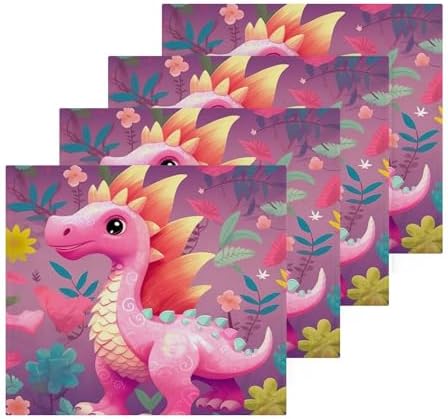 Dinosaur Washcloth 2-Pack Soft Cotton Towels for Bathe 12x12 Inch